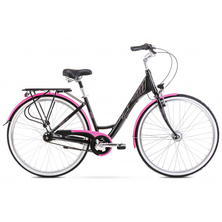 Mestský bicykel 28 Romet Moderne 7-prevodový Čierno-ružový
